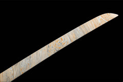 Saya mouth and cord detail of 千机变 showing the lacquer texture and wrapped sageo