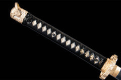 断罪 katana product detail image 8 showing blade, saya, and fittings