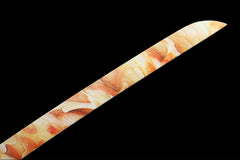 Saya mouth and cord detail of 惊鸿照影 showing the lacquer finish and wrapped sageo