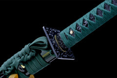 绿幽 chokuto product detail image 9 showing blade, saya, and fittings