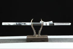 白眉道长 chokuto product detail image 9 showing blade, saya, and fittings
