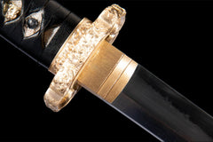 断罪 katana product detail image 9 showing blade, saya, and fittings