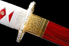 Textured close-up of 蚀骨红莲 red saya under studio light