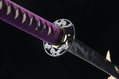 Amethyst Bloom 5160 spring steel katana in amethyst purple / multicolor cord product photo 10