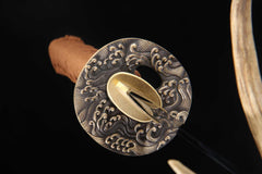 Amber Grain 5160 spring steel katana in amber brown / brown product photo 10