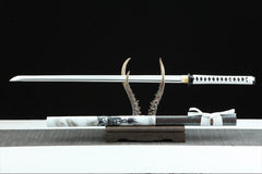 白眉道长 chokuto product detail image 10 showing blade, saya, and fittings