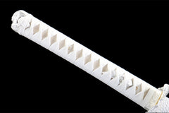 蓝雪银鳞 katana product detail image 10 showing blade, saya, and fittings