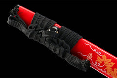 焰金黑柄 katana product detail image 10 showing blade, saya, and fittings