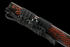 赤霄龙鸣 katana product detail image 10 showing blade, saya, and fittings