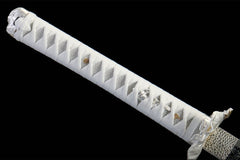 Katana – White Frost Pattern 1045 Steel with Pure White Saya | 霜刃未试 display view product photo
