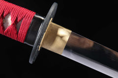 Burgundy Flourish 5160 spring steel katana in burgundy / red product photo 11