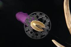 Amethyst Bloom 5160 spring steel katana in amethyst purple / multicolor cord product photo 11