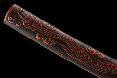 赤霄龙鸣 katana product detail image 11 showing blade, saya, and fittings