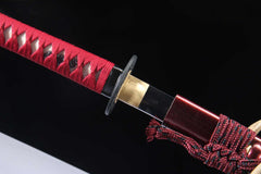 Burgundy Flourish 5160 spring steel katana in burgundy / red product photo 12
