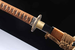 Amber Grain 5160 spring steel katana in amber brown / brown product photo 12