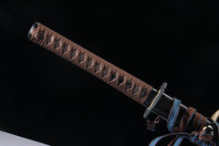 Slate Dusk 5160 spring steel katana in dark brown / blue-gray cord product photo 12