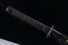 Midnight Scatter 5160 spring steel katana in textured black / black product photo 12
