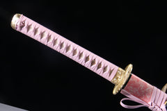 Rose Mist 5160 spring steel katana in blush pink / white mottle product photo 12