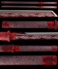 Bloodwood Red Tang Dao 1065 Carbon Steel - LRT011