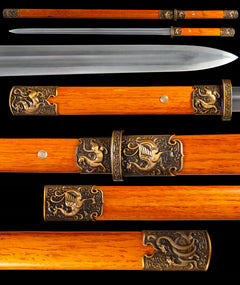 Amber Wood Tang Dao 1065 Carbon Steel - LRT016