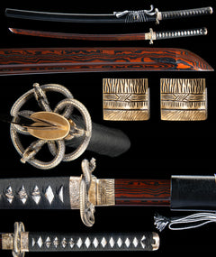 Red Damascus T10 Steel Katana product photo 2