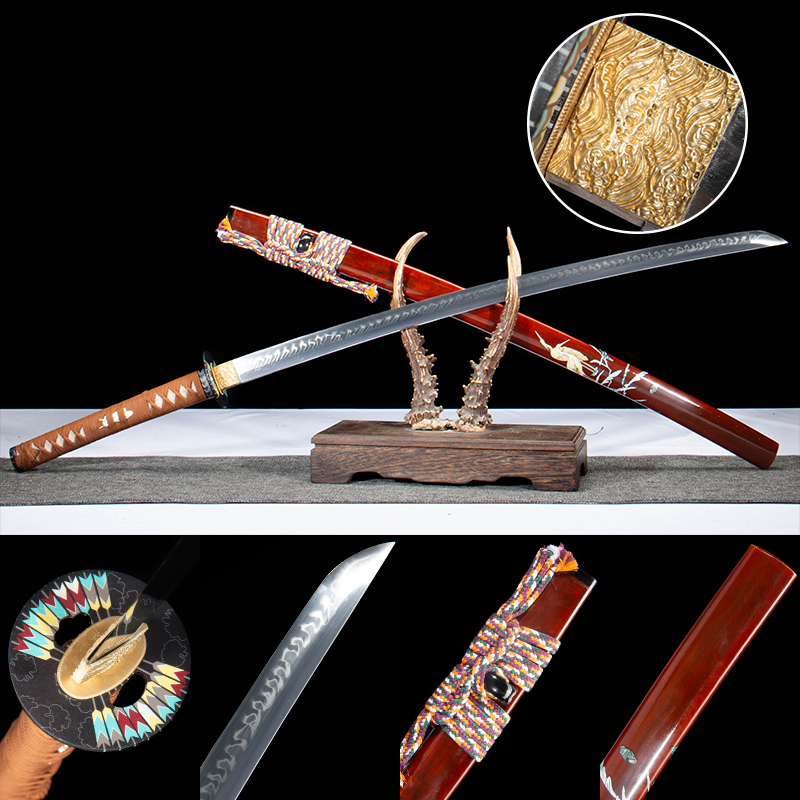 Crane Dogleg Hamon T10 Clay Tempered Katana - 枕流
