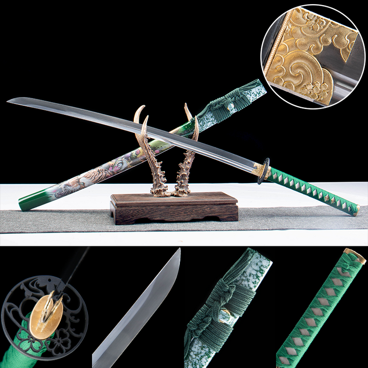 刀 - Zhenyue 1065鋼 Green Dragon Iron Tsuba | 镇岳