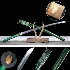 Green Saya Fence Hamon T10 Clay Tempered Katana - 沉渊