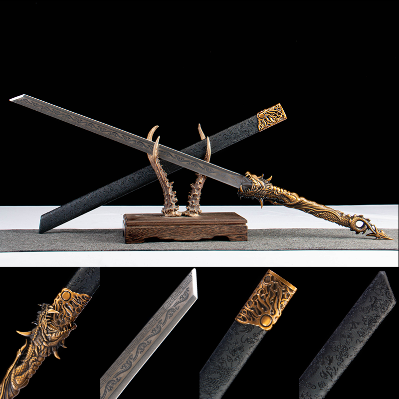 Black Gold Dragon Tang Dao 1065 Carbon Steel - LRT002