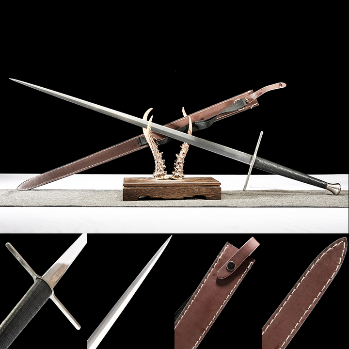 سيف طويل - Two-Hand, Brown Leather Scabbard, 1060 فولاذ | 双手欧剑2