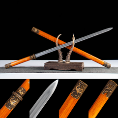 Amber Wood Tang Dao 1065 Carbon Steel - LRT016