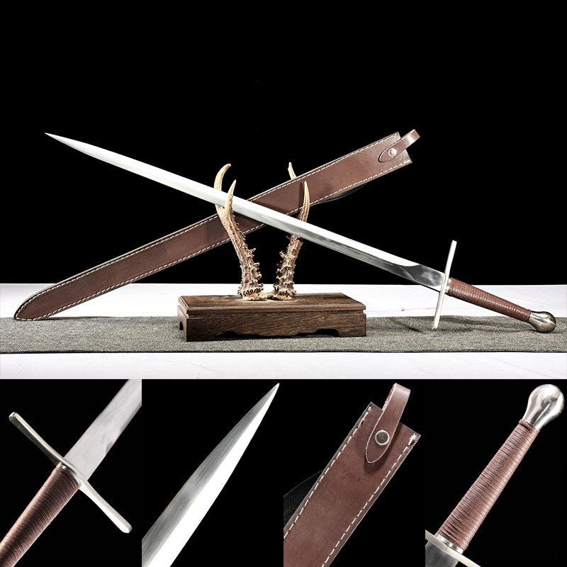 arming-sword-1060-plain-blade-brown-leather-scabbard-burgundy-grip composite card