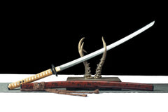 Katana – Reverse Blade Sword of Battousai | Sakabato 65Mn High... handle, guard, and fittings detail photo
