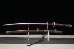 Katana – Sekiro Inspired Red Mortal Blade | Akai Fushizanken（赤い不死斬剣） handle, guard, and fittings detail photo