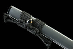 Katana – Kurogane no Kumo 鉄雲 - 65Mn manganese steel Katana handle, guard, and fittings detail photo