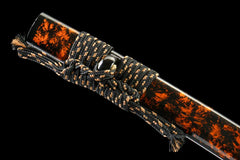 Katana – Shizuku no Honō 滴炎 - T10 clay tempered steel Katana handle, guard, and fittings detail photo