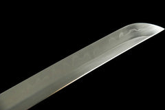 Katana – Kappaku 褐魄 - T10 clay tempered steel Katana blade and saya detail photo
