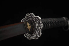 Katana – Sekiro Inspired Black Mortal Blade | Kuro Fushizanken（黒い不死斬剣） blade and saya detail photo