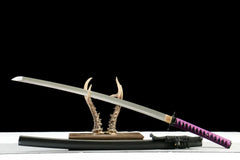 Katana – Kurohana no Tsubaki 黒花の椿 - T10 clay tempered steel Katana display view product photo