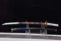 Katana – Yamato T10 Clay Tempered Blade | Enma no Ken 閻魔の剣 handle, guard, and fittings detail photo