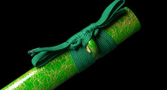 Chokutō – Green Thunderfold 緑雷の直刀 - folded steel Chokuto Sword display view product photo