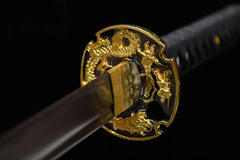 Wakizashi – 20-inch 1045 Steel Samurai Short Sword | Kinryu（金龍） handle, guard, and fittings detail photo