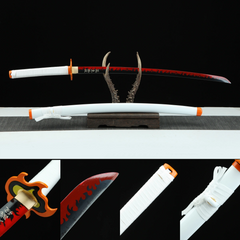 Demon Slayer Katana – Rengoku Flame Blade | 炎柱の日輪刀 blade and saya detail photo
