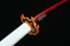 Demon Slayer Katana – Rengoku Flame Blade | 炎柱の日輪刀 handle, guard, and fittings detail photo