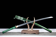 Green Saya Fence Hamon T10 Clay Tempered Katana - 沉渊
