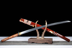 Crane Dogleg Hamon T10 Clay Tempered Katana - 枕流