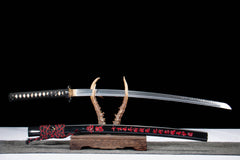 Black Red Iron Sukashi T10 Clay Tempered Katana - 斩业