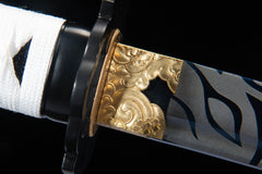 Blue Twin Dragon Engraved 1065 Katana product photo 11