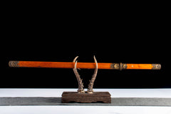 Amber Wood Tang Dao 1065 Carbon Steel - LRT016
