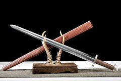 Burgundy Woven Scabbard, Lobed Pommel european sword product photo 6